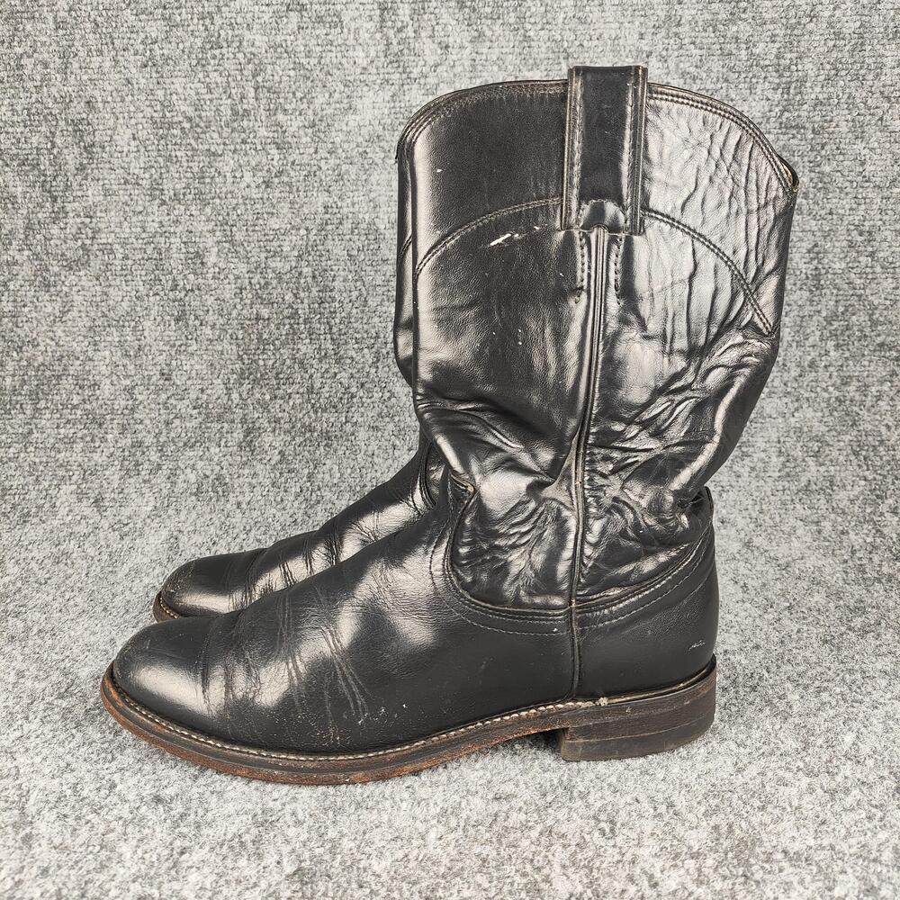Justin Boots Womens Size 6 Black Leather Western Mid Calf Pull On L3703 Made USA